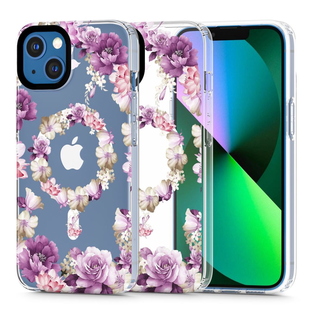 Skaidrus gėlėtas dėklas "Tech-Protect Magmood Magsafe Rose Floral" telefonui iPhone 13