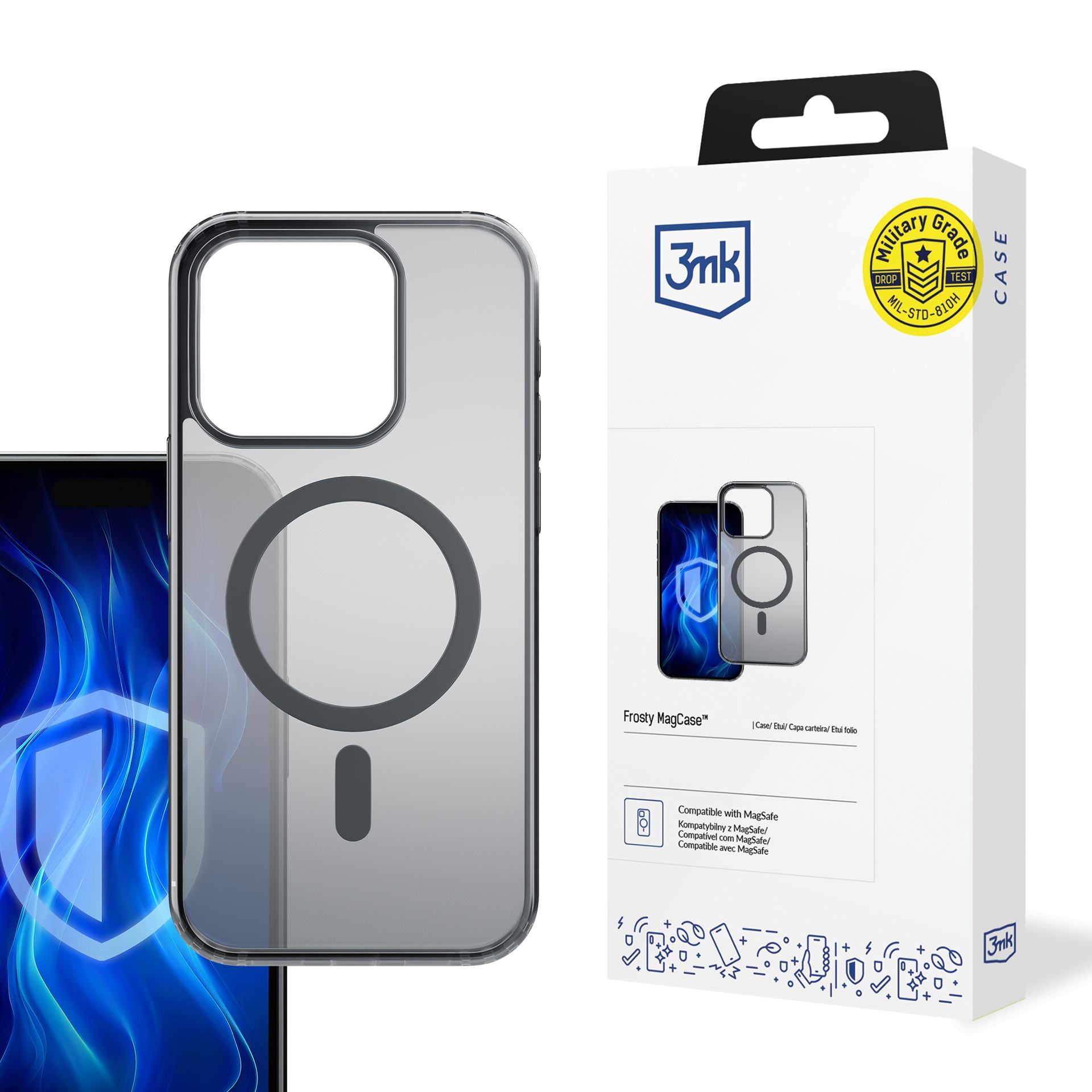Dėklas 3mk Frosty MagCase Apple iPhone 16 Pro juodas
