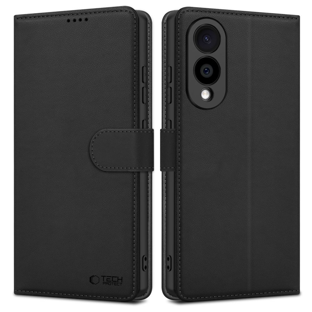Juodas atverčiamas dėklas "Tech-Protect Wallet" telefonui Samsung Galaxy S25 Edge