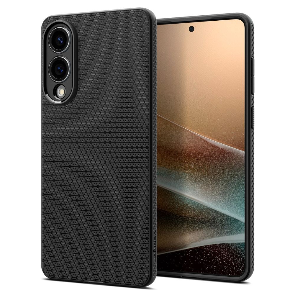 Juodas originalios tekstūros dėklas "Spigen Liquid Air" telefonui Samsung Galaxy S25 Edge