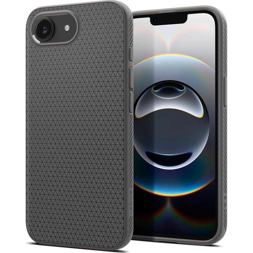 Pilkas originalios tekstūros dėklas "Spigen Liquid Air" telefonui Apple iPhone 16E