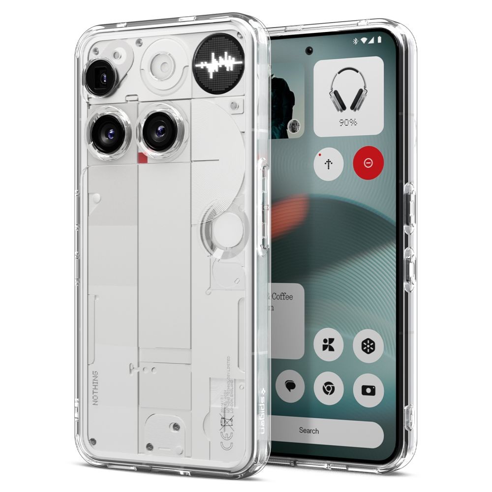Itin tvirtas skaidrus dėklas pilkomis detalėmis "Spigen Ultra Hybrid" telefonui Nothing Phone 3
