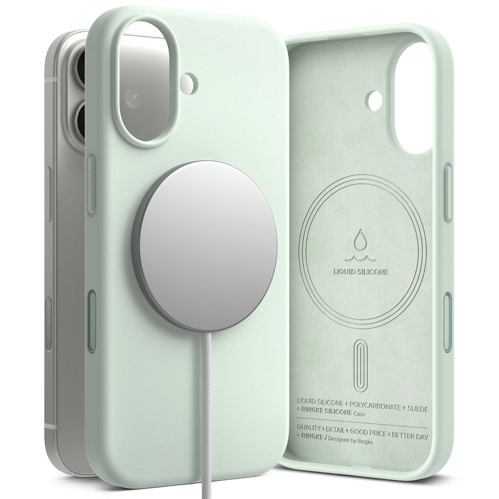 Mėtinės spalvos dėklas "Ringke Silicone Magnetic Magsafe" telefonui Apple iPhone 17