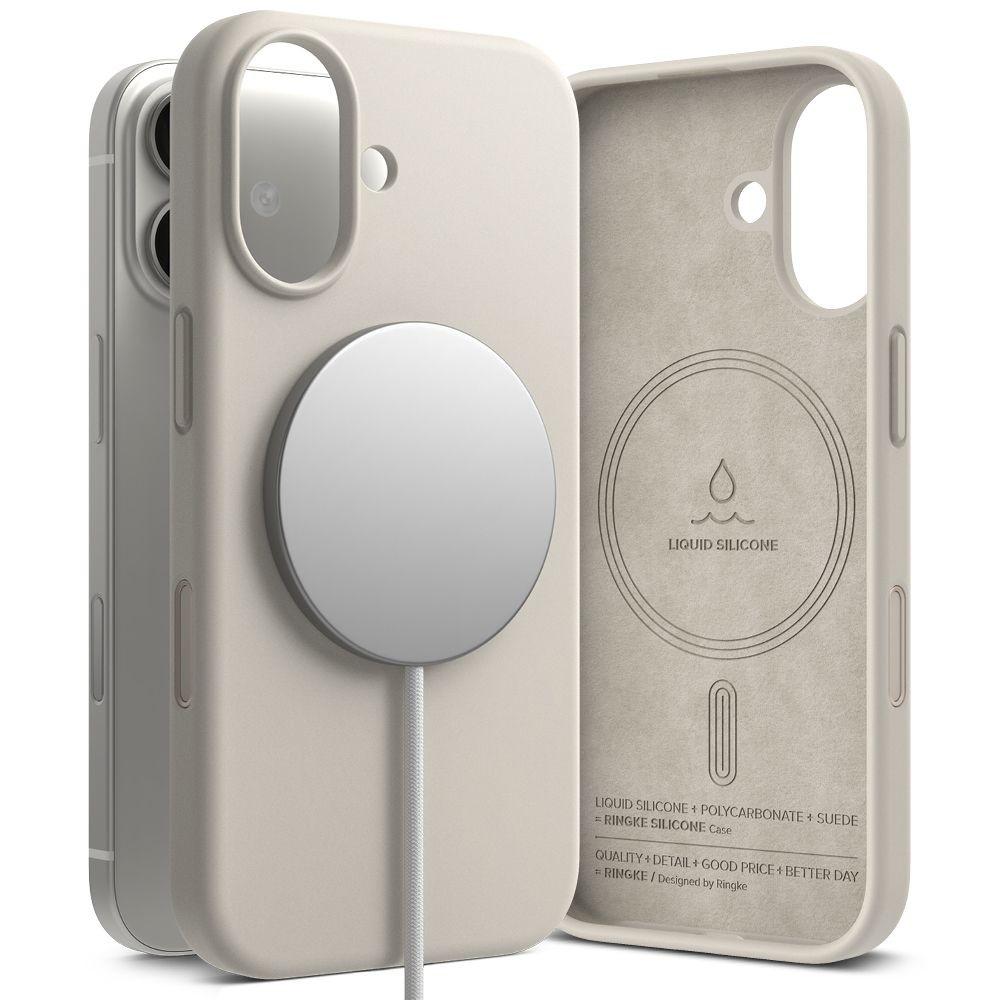 Akmens spalvos dėklas "Ringke Silicone Magnetic Magsafe" telefonui Apple iPhone 17