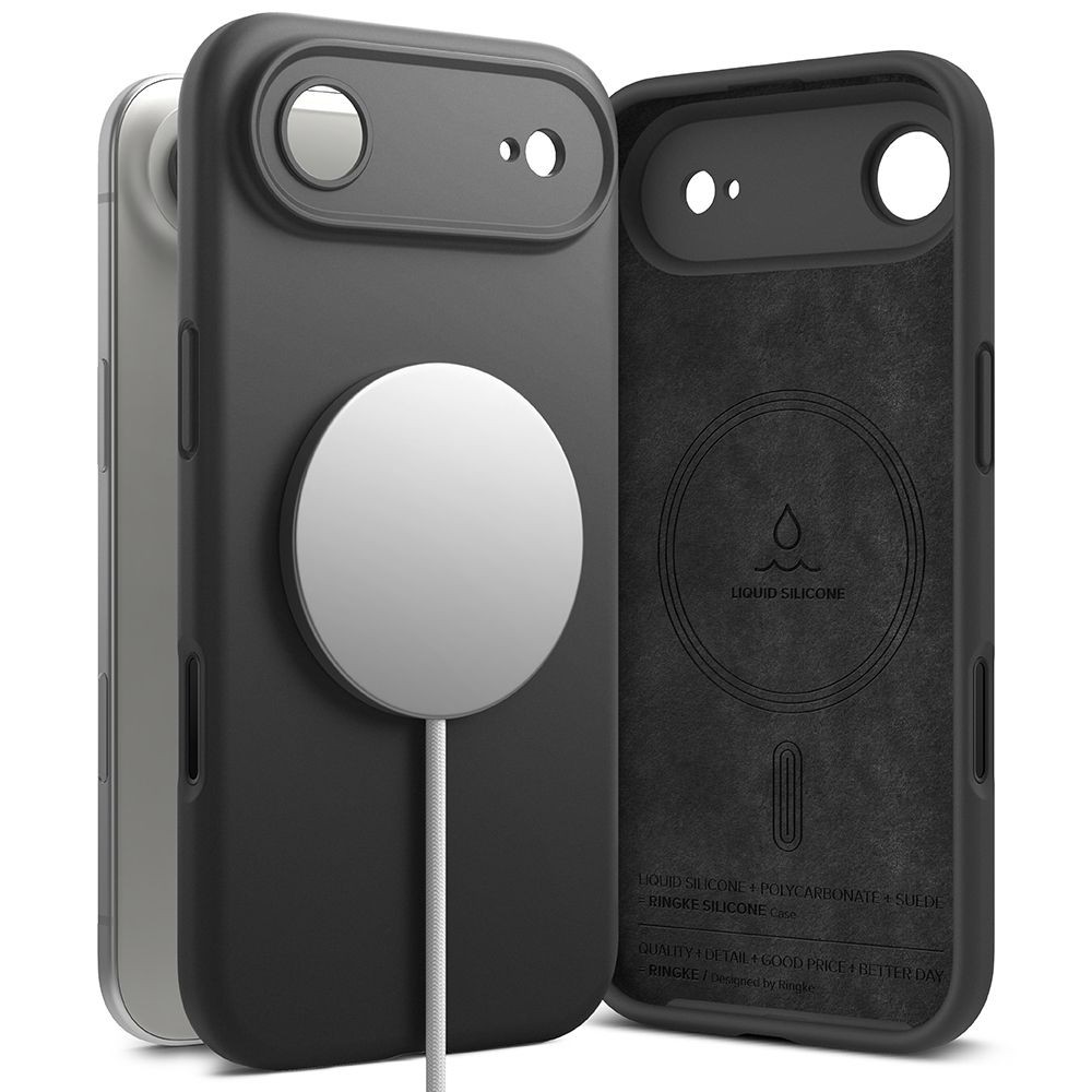 Juodas dėklas "Ringke Silicone Magnetic Magsafe" telefonui Apple iPhone 17 Air