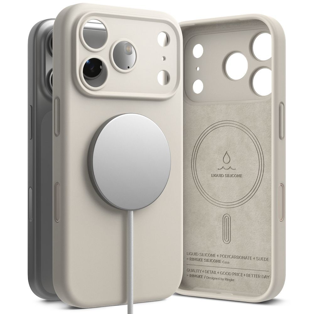 Akmens spalvos dėklas "Ringke Silicone Magnetic Magsafe" telefonui Apple iPhone 17 Pro Max