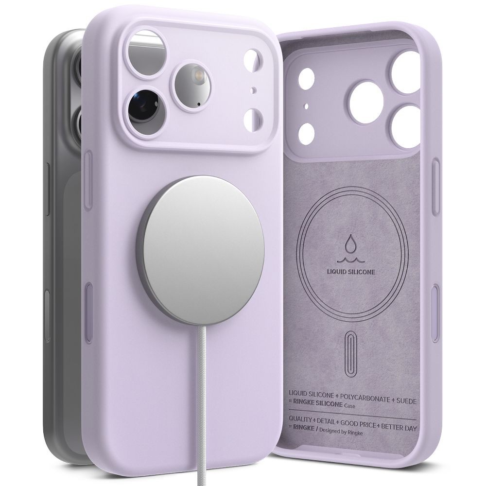 Alyvinės spalvos dėklas "Ringke Silicone Magnetic Magsafe" telefonui Apple iPhone 17 Pro Max
