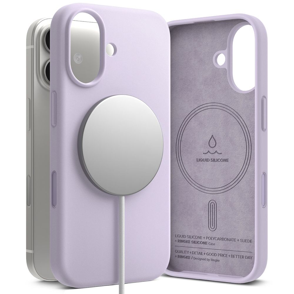 Alyvinės spalvos dėklas "Ringke Silicone Magnetic Magsafe" telefonui Apple iPhone 17