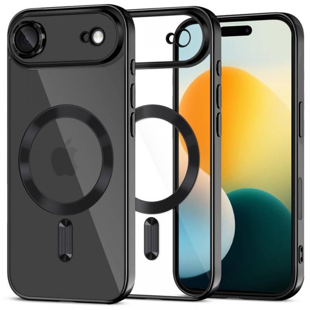 Skaidrus dėklas su satino juodomis detalėmis "Tech-Protect Magflex Magsafe" telefonui Apple iPhone 17 Air