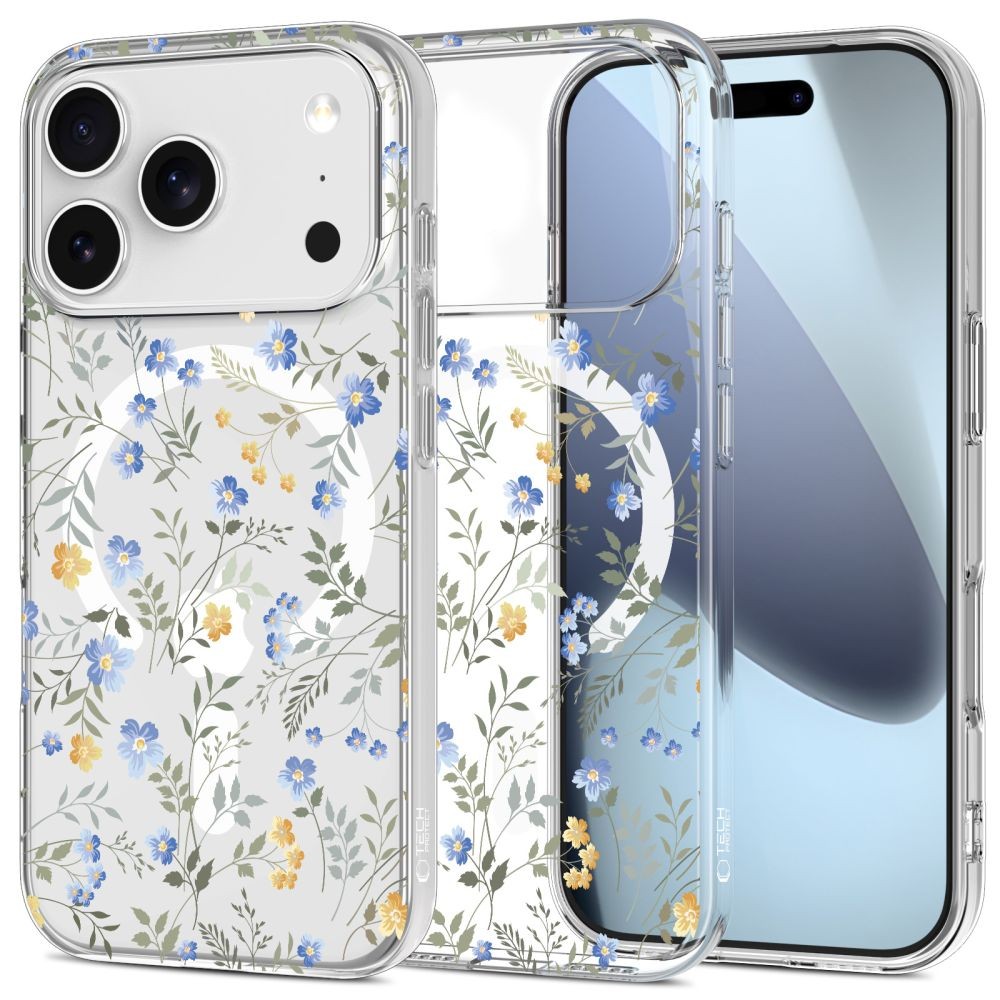 Skaidrus gėlėtas dėklas "Tech-Protect Flexair Magsafe Spring Flower" telefonui Apple iPhone 17 Pro Max