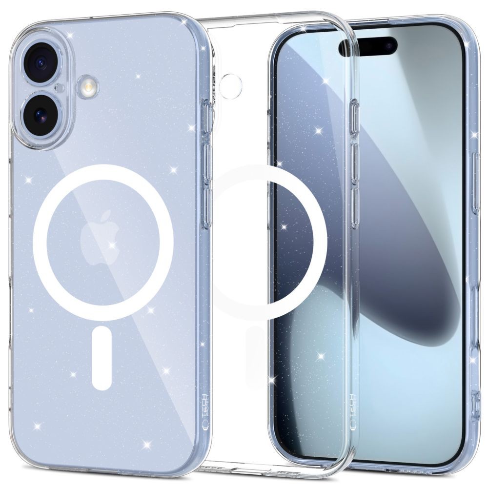 Skaidrus dėklas su blizgučiais "Tech-Protect Flexair Magsafe Glitter" telefonui Apple iPhone 17