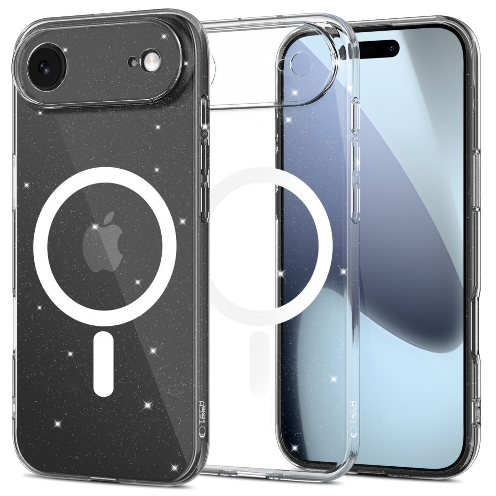 Skaidrus dėklas su blizgučiais "Tech-Protect Flexair Magsafe Glitter" telefonui Apple iPhone 17 Air