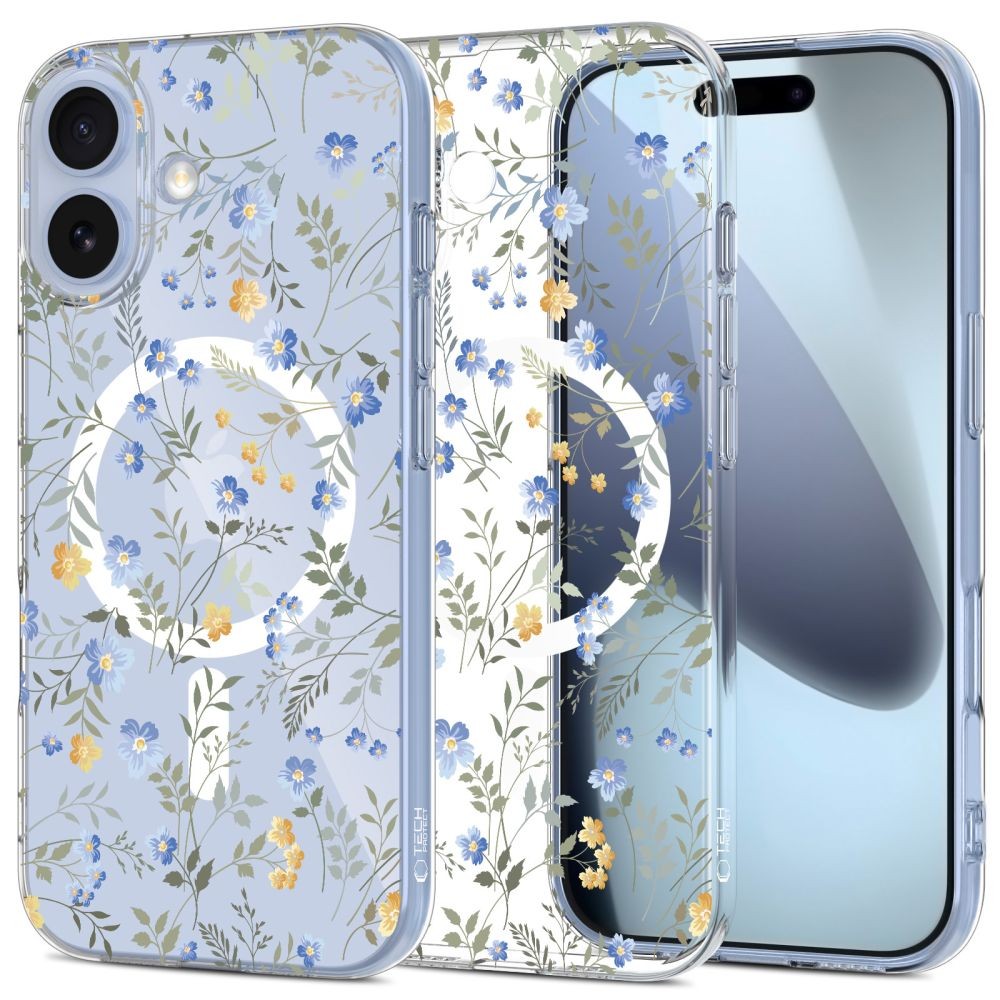 Skaidrus gėlėtas dėklas "Tech-Protect Flexair Magsafe Spring Flower" telefonui Apple iPhone 17