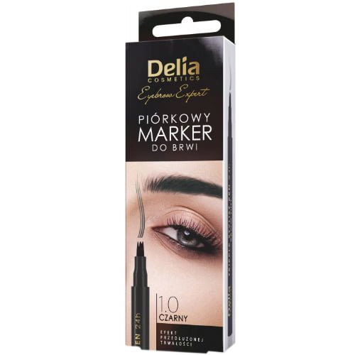 Antakių flomasteris, juoda spalva, DELIA COSMETICS EYEBROW EXPERT