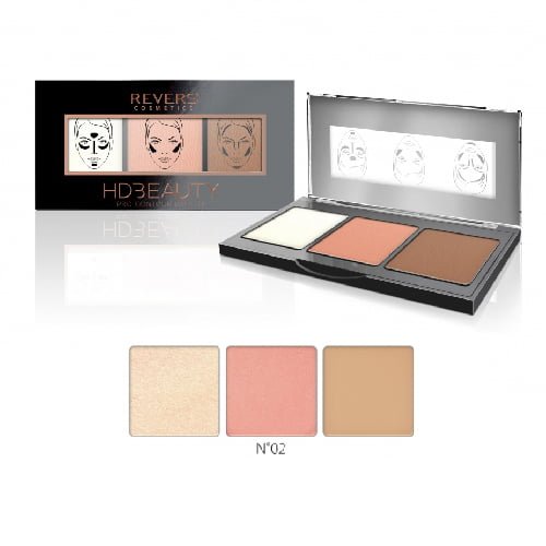 Veido kontūravimo paletė REVERS HD BEAUTY PRO, 12 g, Nr. 02