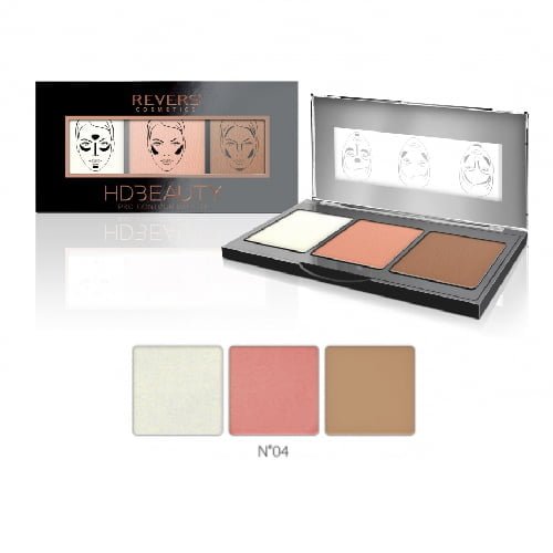 Veido kontūravimo paletė REVERS HD BEAUTY PRO, 12 g, Nr. 04