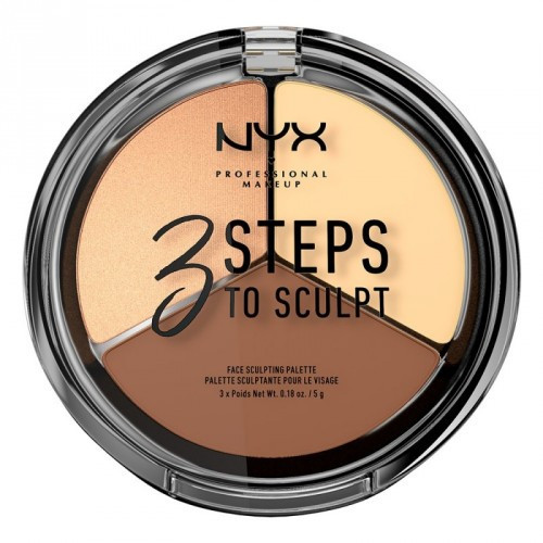 NYX Professional Makeup 3 Steps to Sculpt Face Sculpting Palette Kontūravimo paletė, Light