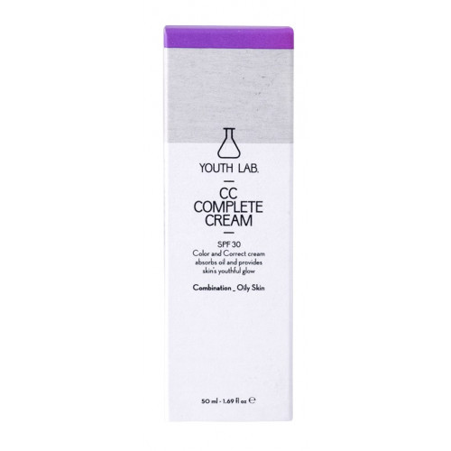 Youth Lab. CC Complete Cream SPF30 Oily, Combination Skin Veido kremas CC su apsauga nuo saulės, 50ml