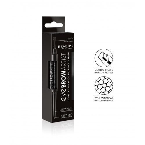 Automatinis antakių pieštukas ir šepetėlis REVERS EYE BROW ARTIST juodos spalvos, 1 vnt.