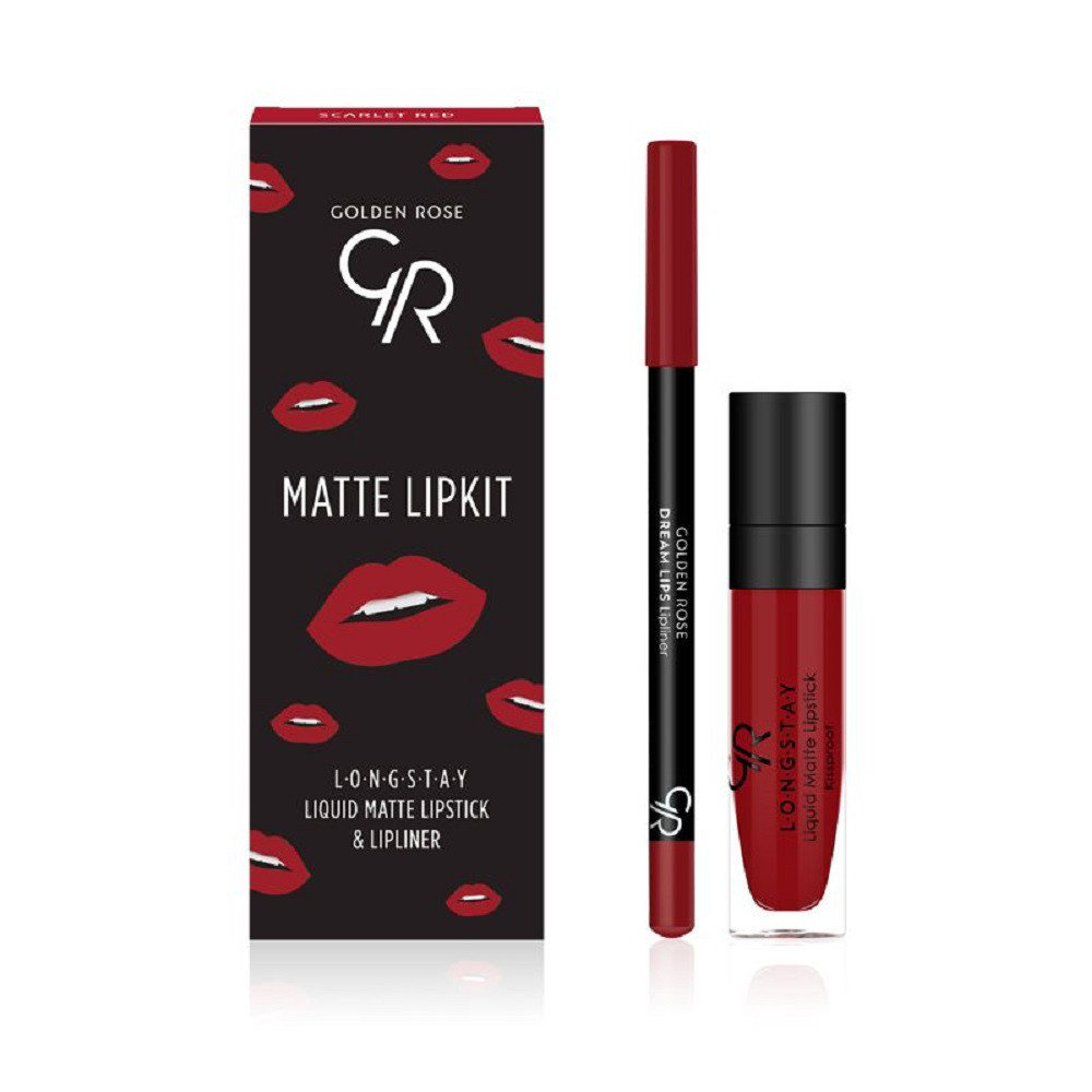 Rinkinys Golden Rose Longstay matte Lipkit Scarlet