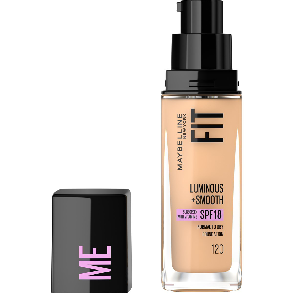 MAYBELLINE NEW YORK, FIT ME LUMINOUS + SMOOTH, švytėjimo suteikiantis makiažo pagrindas, 120 Classic Ivory, 30 ml