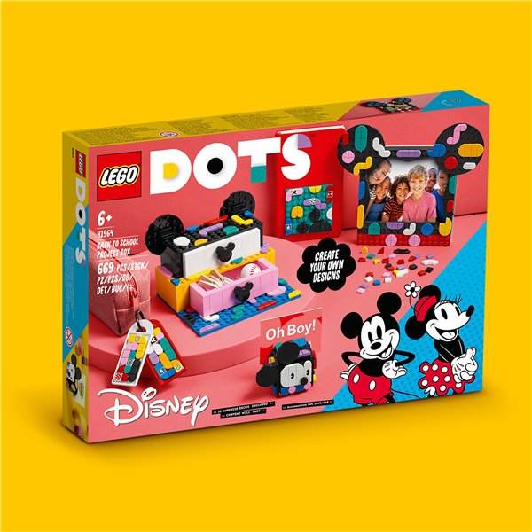 Konstruktorius LEGO DOTS MICKEY MOUSE & MINNIE MOUSE PROJEKTO ATGAL į MOKYKLĄ 41964