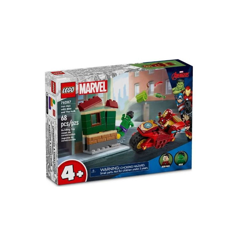 Konstruktorius LEGO MARVEL IRON MAN WITH BIKE AND THE HULK