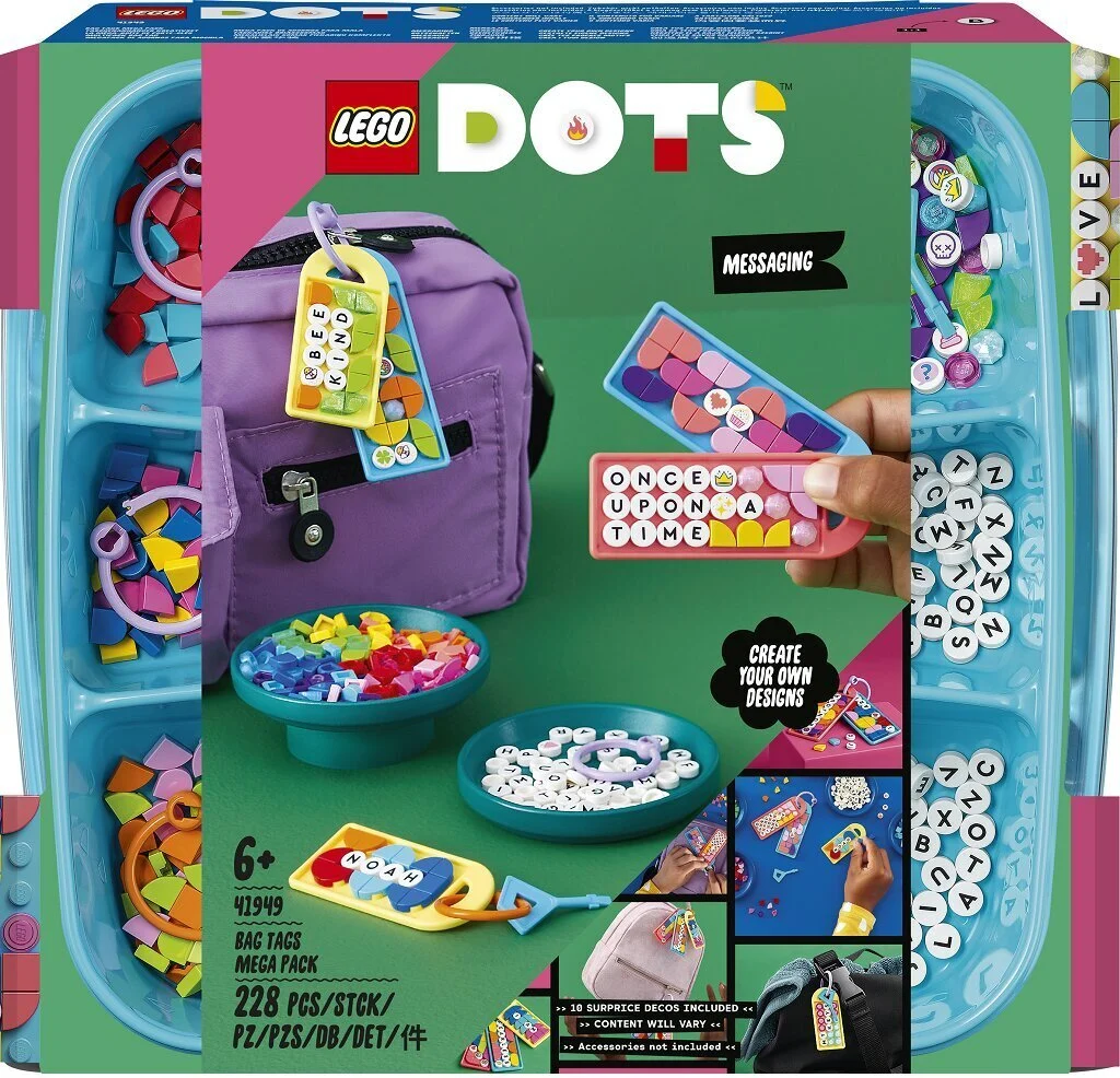 Konstruktorius LEGO® Dots Kuprinių pakabukų mega pakuotė – žinutės 41949