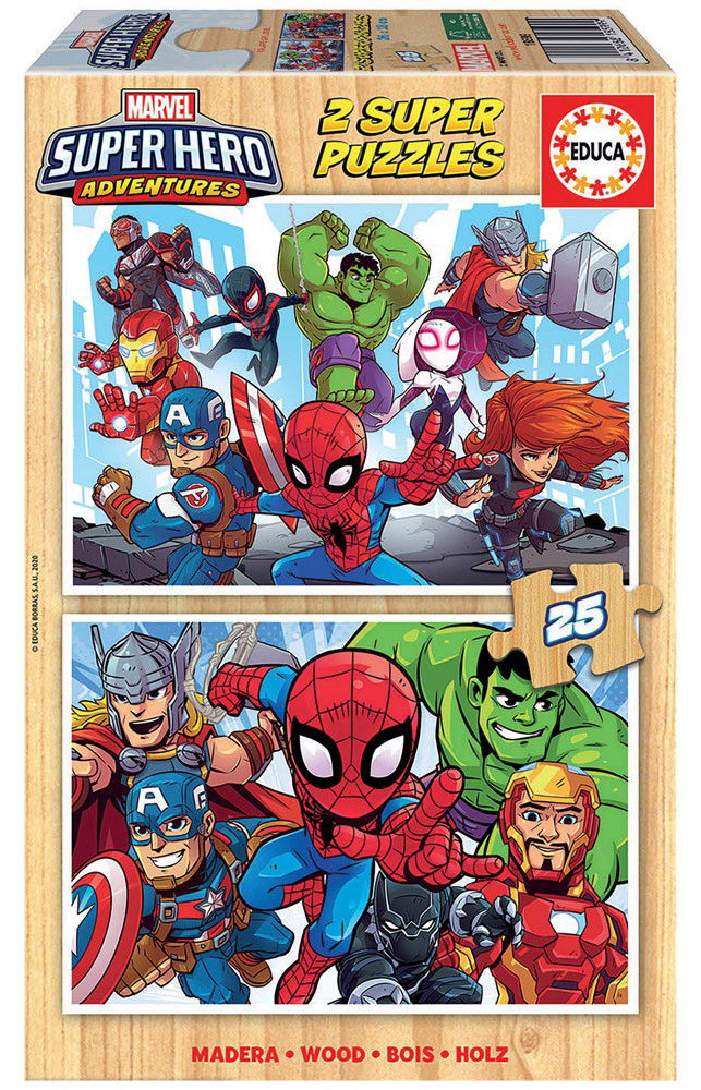 2 dėlionės  SUPER HEROJUS ADVENTURES 3+ metų, 2x25 dalių