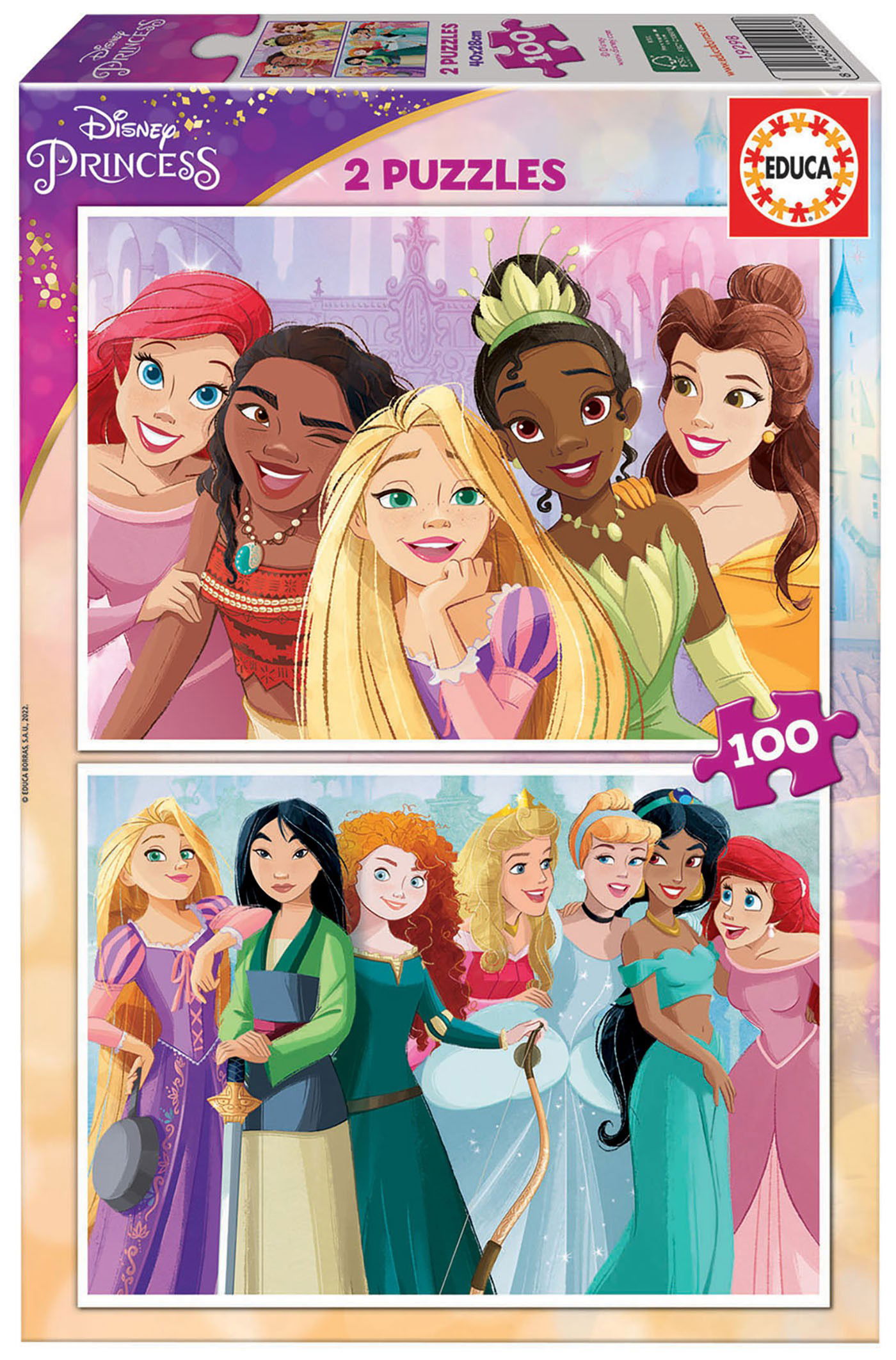 2 dėlionės DISNEY PRINCESS, 6-8 metų, 2x100 dalių