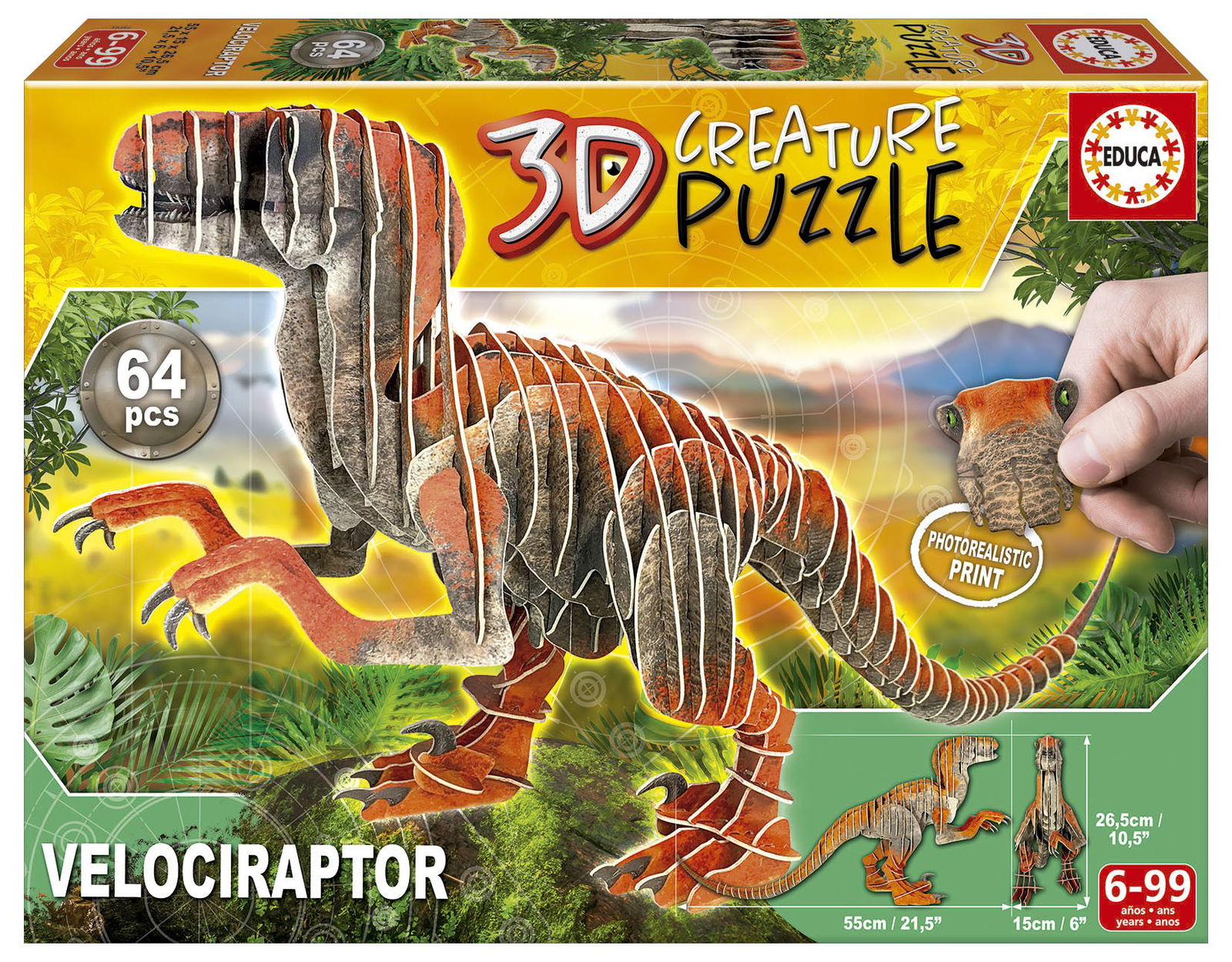 3D dėlionė VELOCIRAPTOR, 6-99 metų