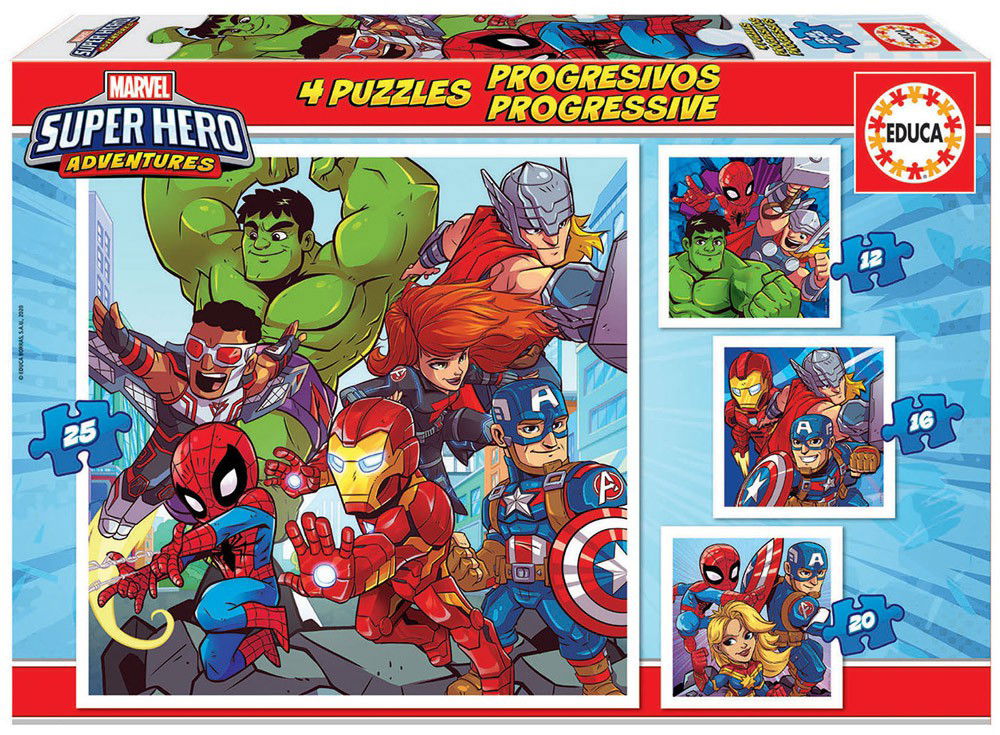 4 dėlionės MARVEL SUPER HEROJUS, 3-5 metų