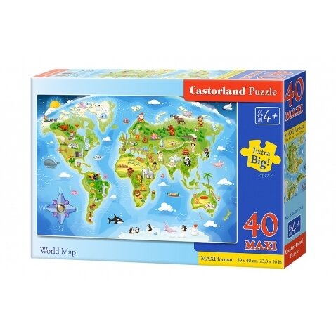 Castorland dėlionė  WORLD MAP 40 detalių