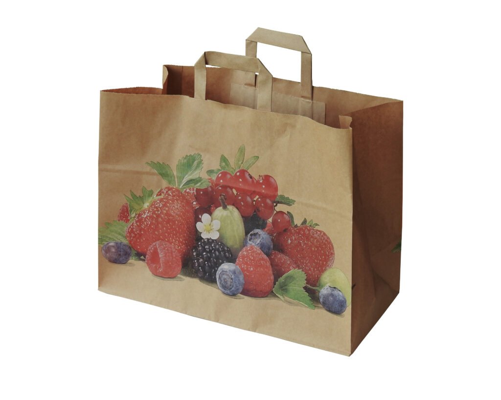 Popieriniai maišeliai 36 x 17 x 27 cm spaudas 'Uogos', 250 vnt.
