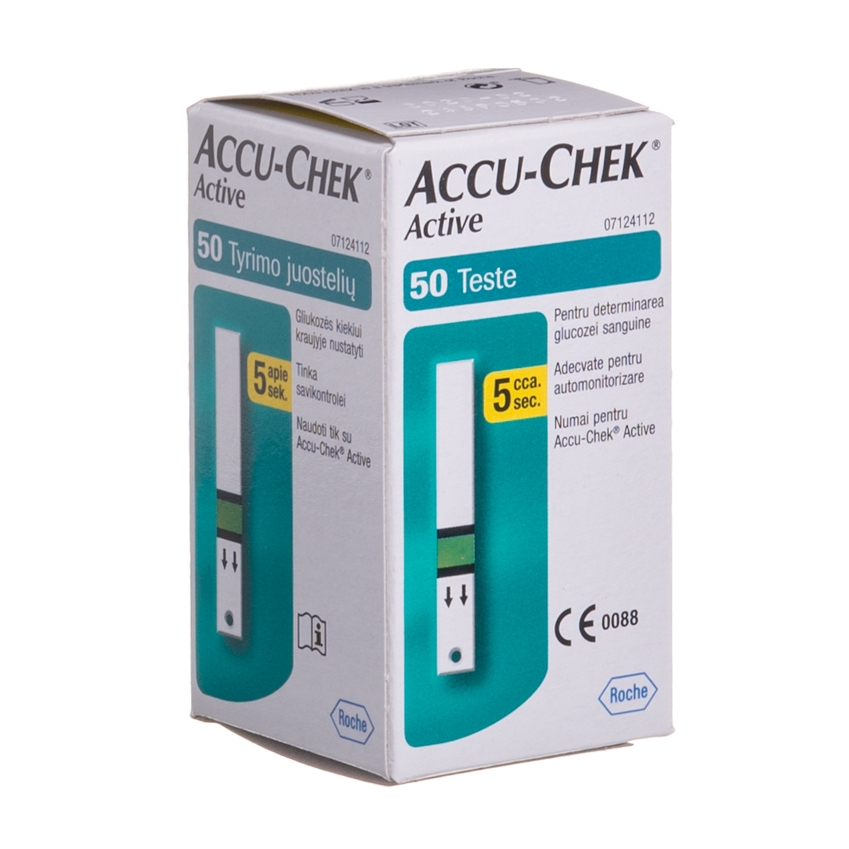 ACCU-CHEK ACTIVE GLUCOSE, diagnostinės juostelės gliukozei, 50 vnt.