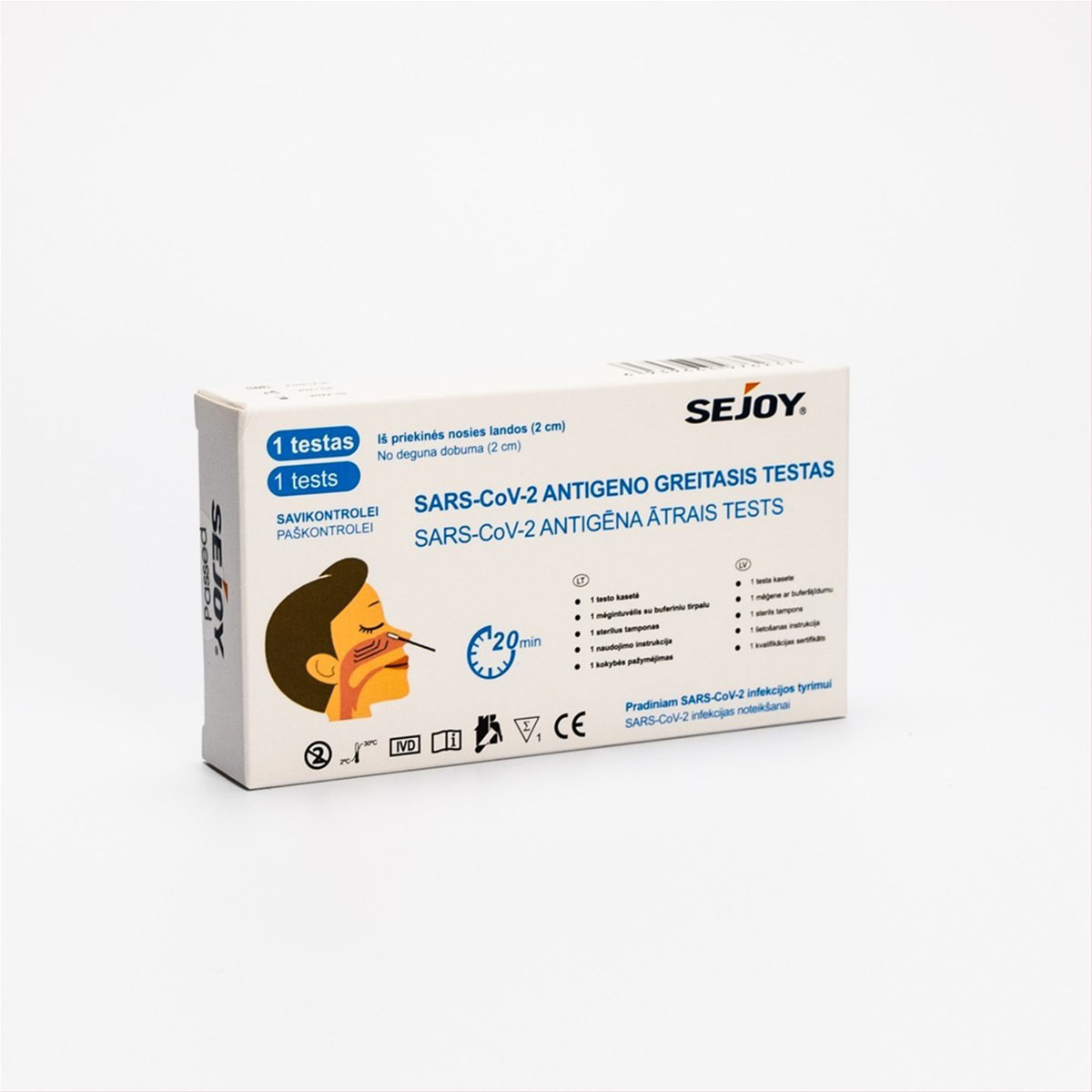 SEJOY COVID-19 (SARS-CoV-2) ANTIGENŲ TESTO RINKINYS (iš nosies landos)