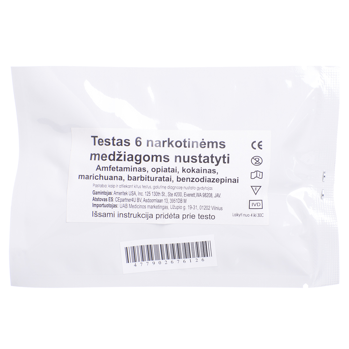 AMERITEK 6, testas 6 narkotinėms medžiagoms nustatyti