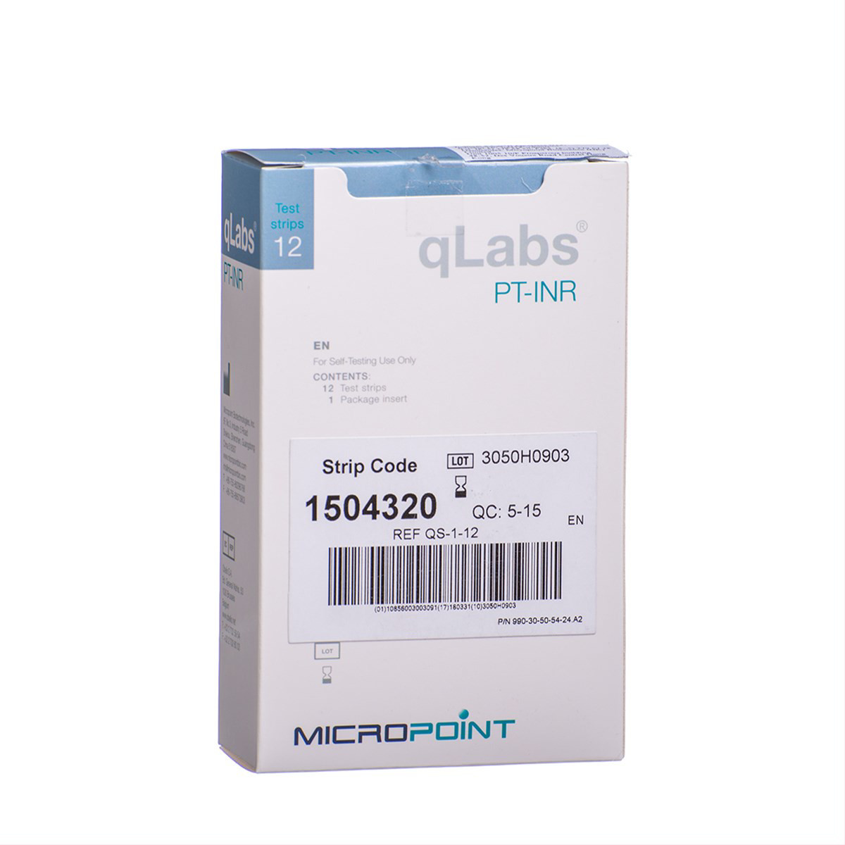 MICROPOINT QLABS PT-INR TEST STRIPS, diagnostinės juostelės kraujo krešėjimo sistemos būklei įvertinti, 12 vnt.