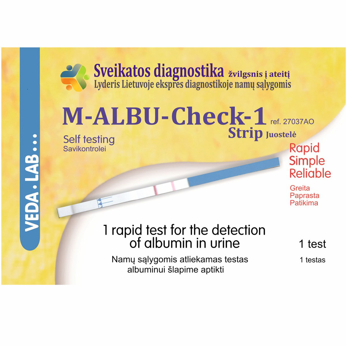 M-ALBU-CHECK, testas inkstų nepakankamumo (albuminas šlapime) nustatymui