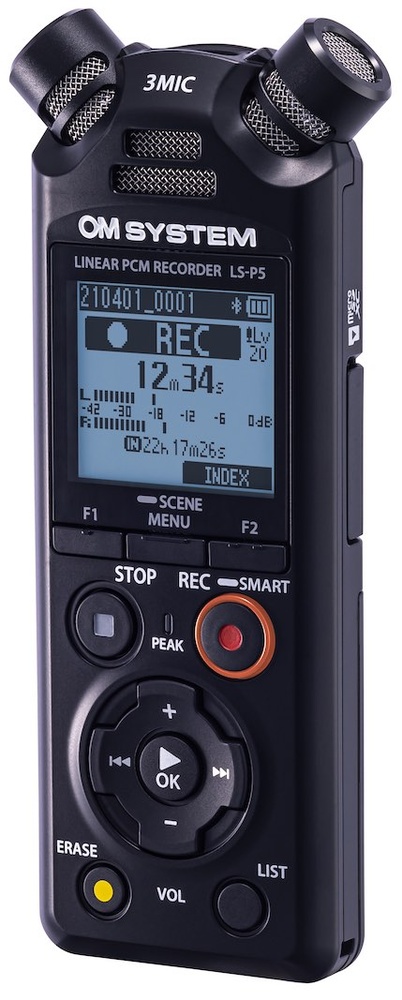 Diktofonas Olympus Linear PCM Recorder LS-P5 Rechargeable, Microphone connection, Stereo, FLAC / PCM (WAV) / MP3, Black, MP3 playback, 59 Hrs 35 min