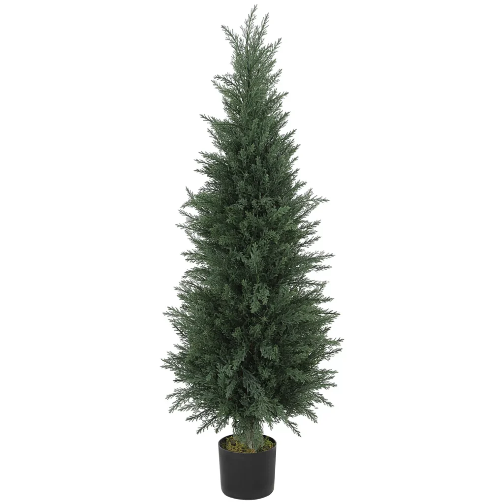 HOMCOM Dirbtinis kiparisas didelis 120 cm, dirbtinis augalas vazone, atsparus UV spinduliams, tikroviškai atrodantis, dekoracija svetainei, miegamajam, biurui, balkonui