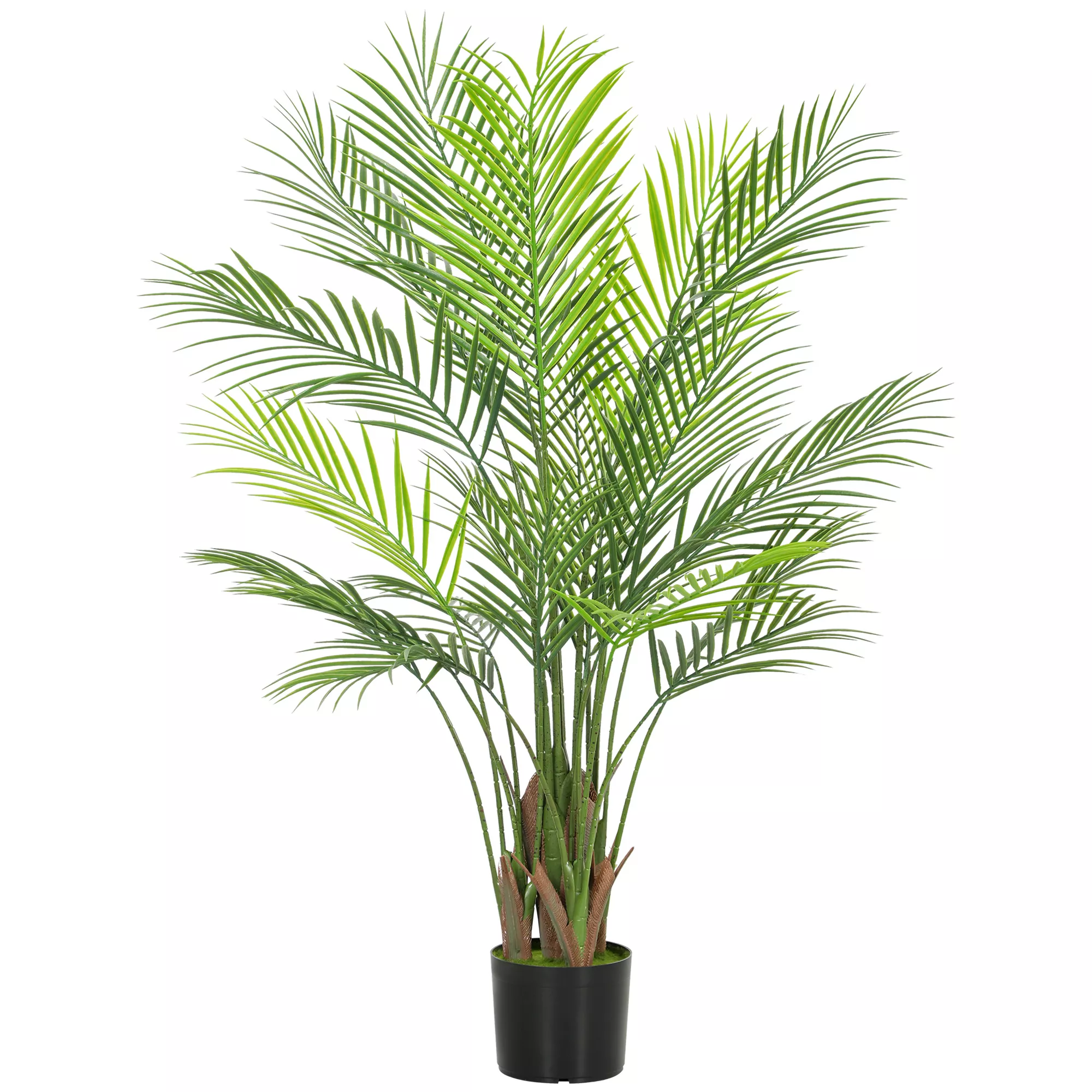 HOMCOM Dirbtinė palmė, 120cm, dirbtinis augalas, plastikiniai dirbtiniai augalai vazone, skirti svetainei, biurui