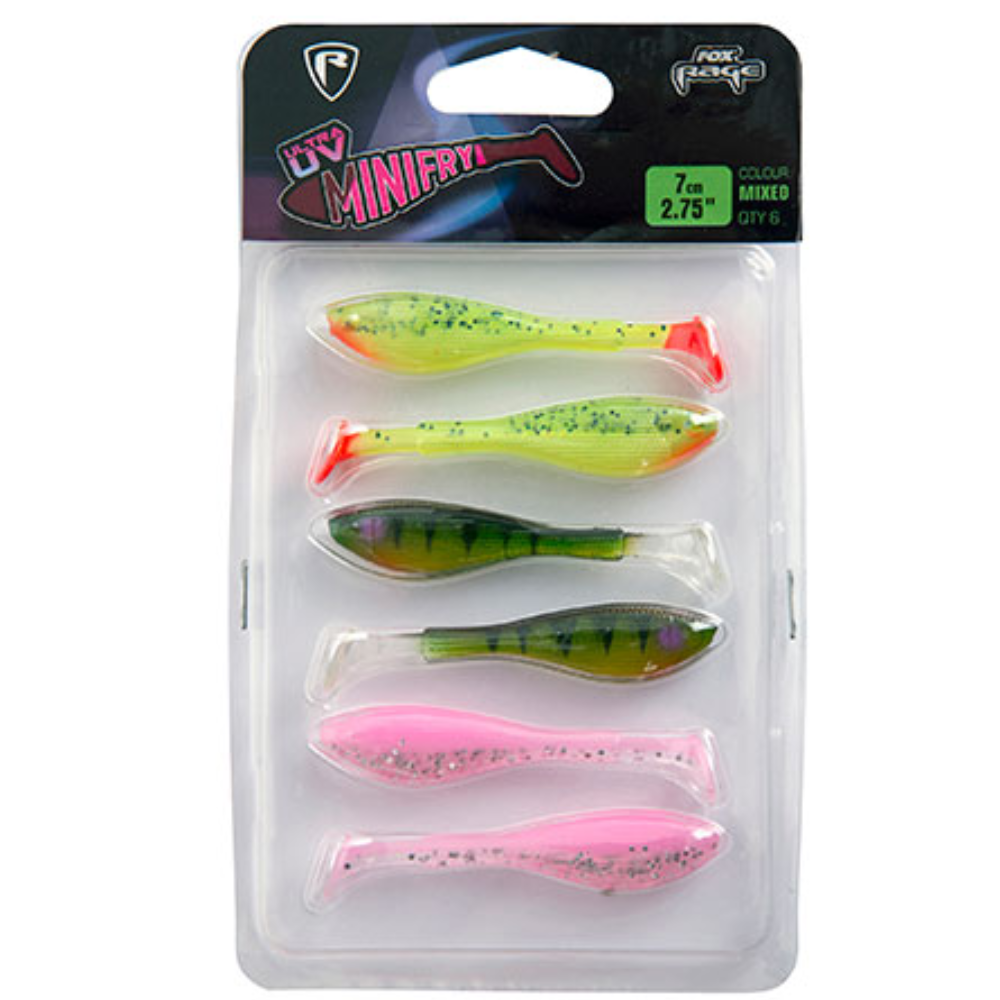 Guminukas FOX RAGE Mini Fry UV Maišytų Spalvų 6 vnt. 7 cm
