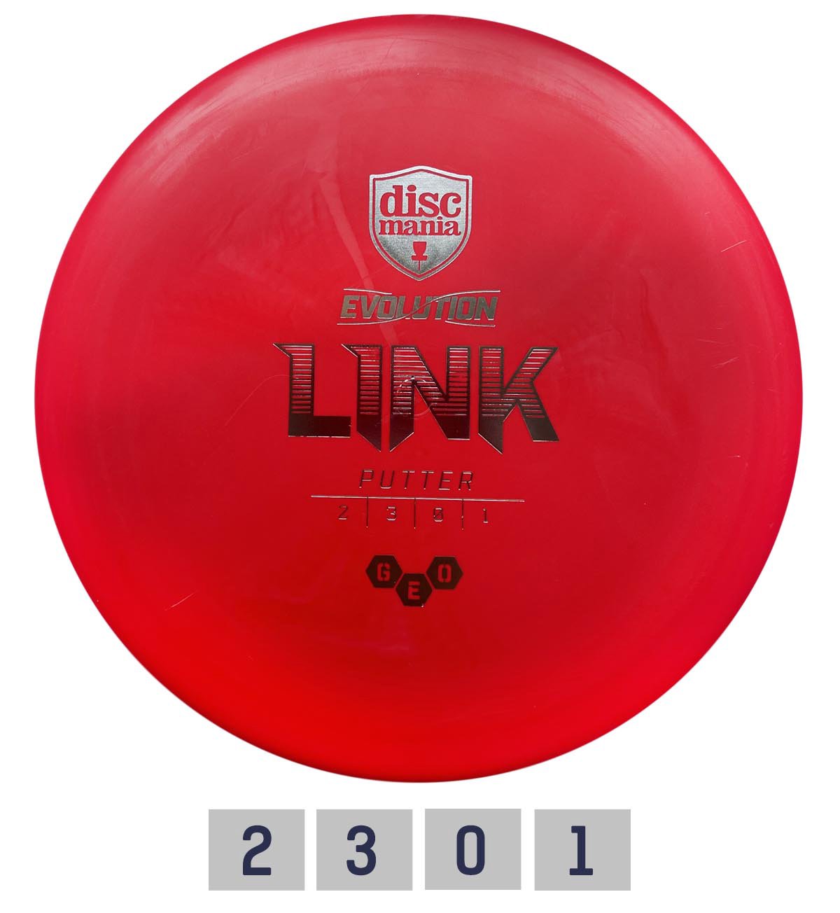 Diskgolfo diskas Putter GEO LINK Evolution red 2/3/0/1