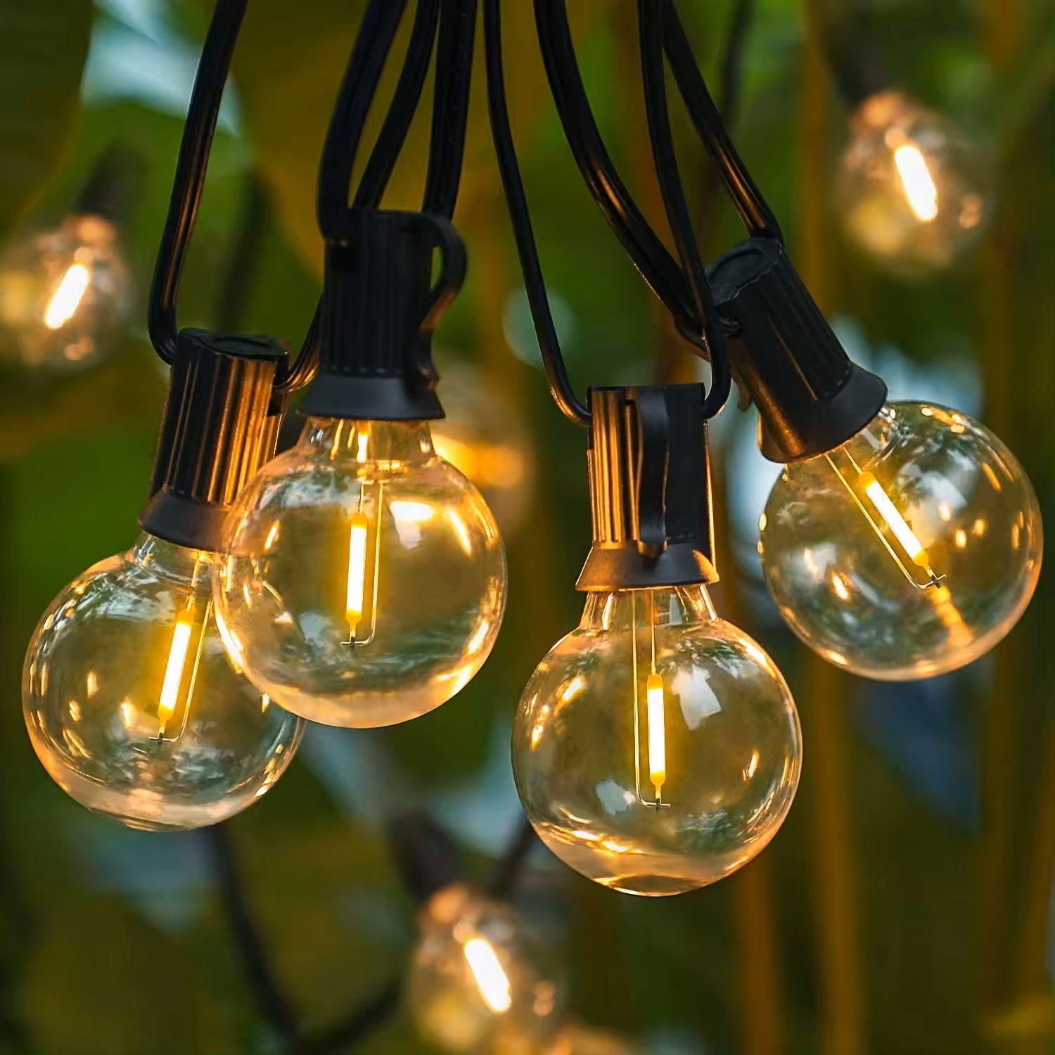 Terasų elektrinė girlianda PARTY BULBS FILAMENT,  įkraunamas saulės energija, G40, 10 LED, 2,7 m