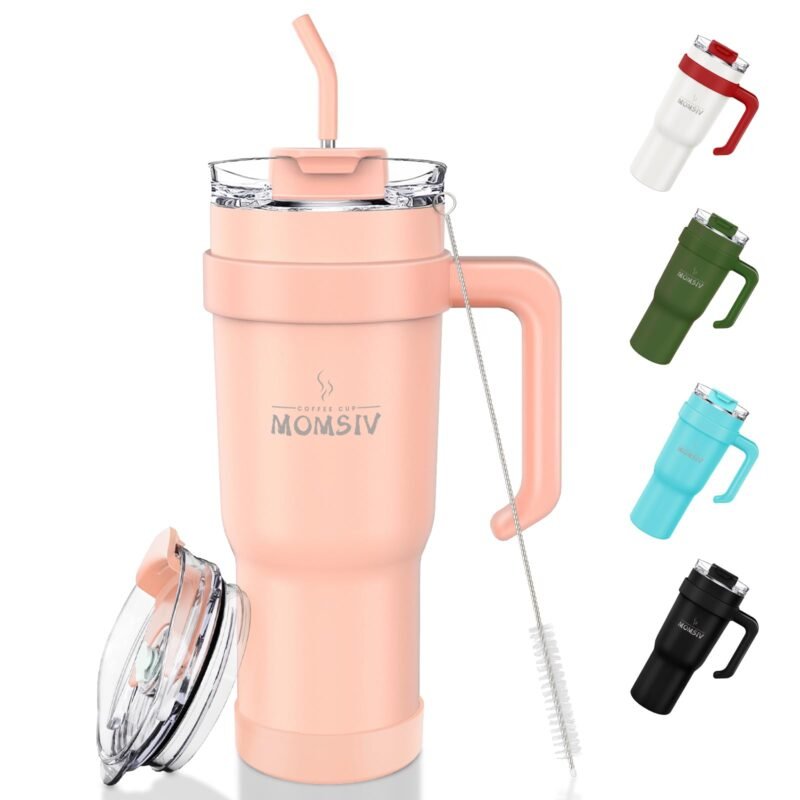 Termosinis puodelis su šiaudeliais ir rankena 1100 ml