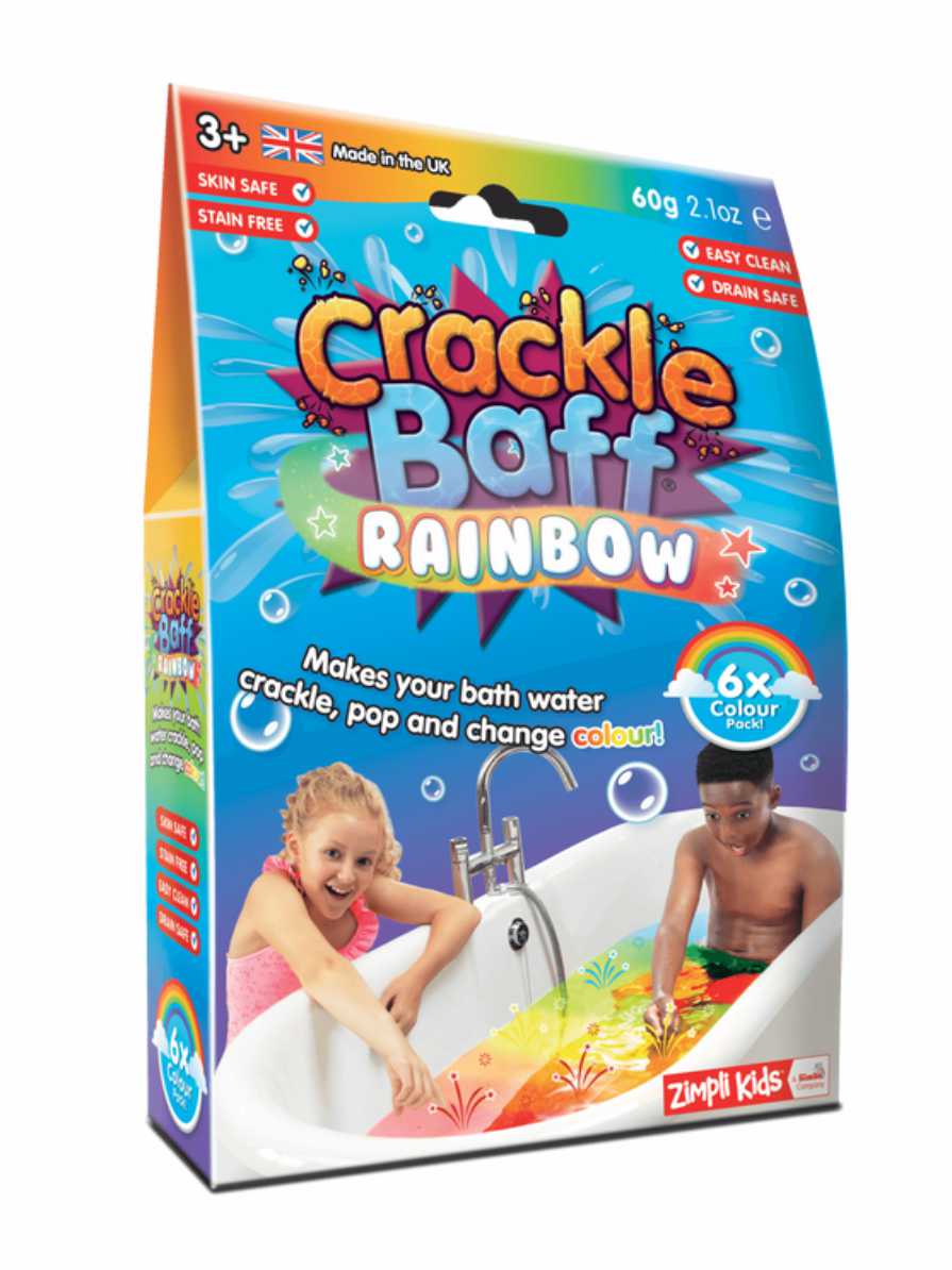 ZIMPLI KIDS Crackle Baff Rainbow 6 skirtingų spalvų kristalų rinkinys, 60 g