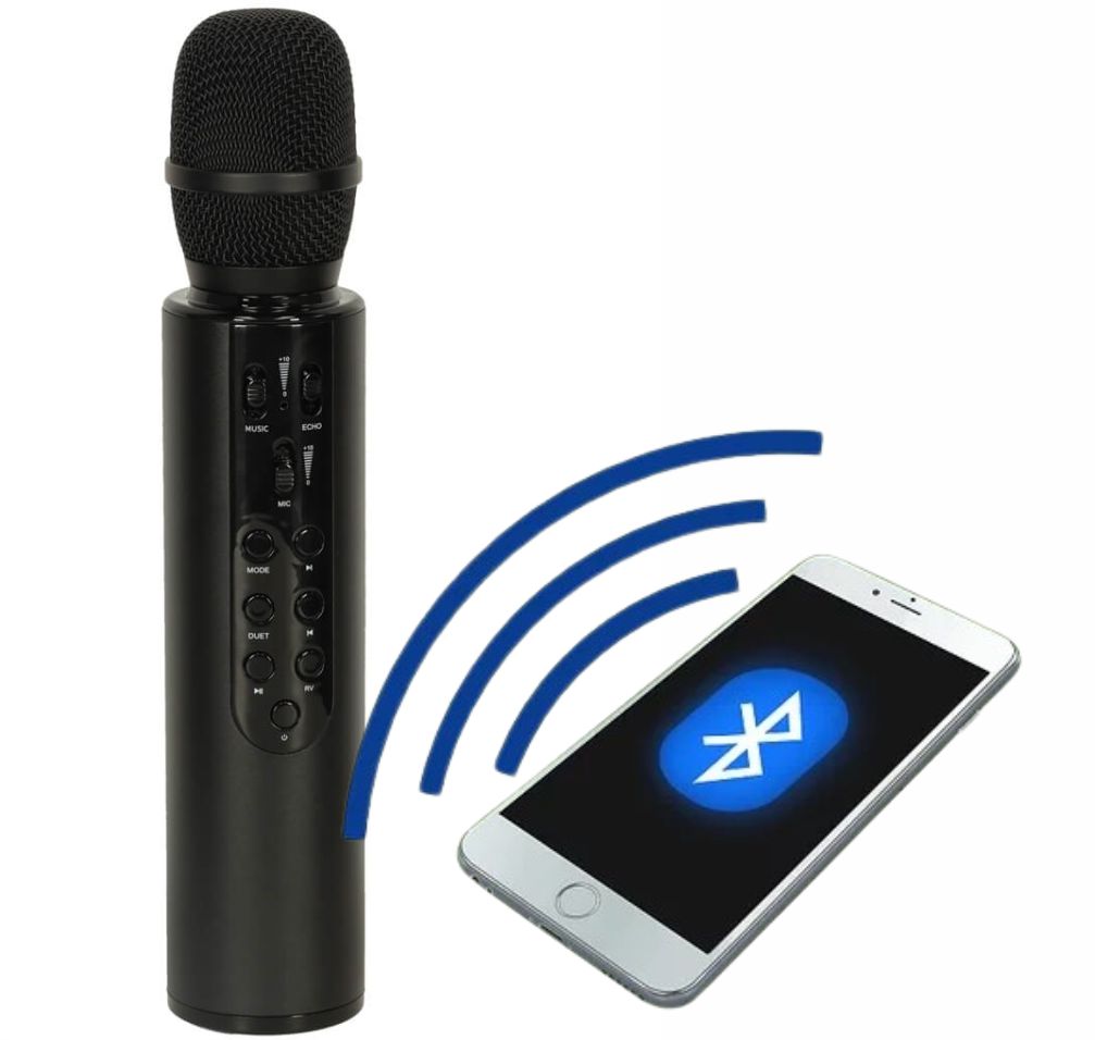 KIK Bluetooth belaidis karaoke mikrofonas, juodas