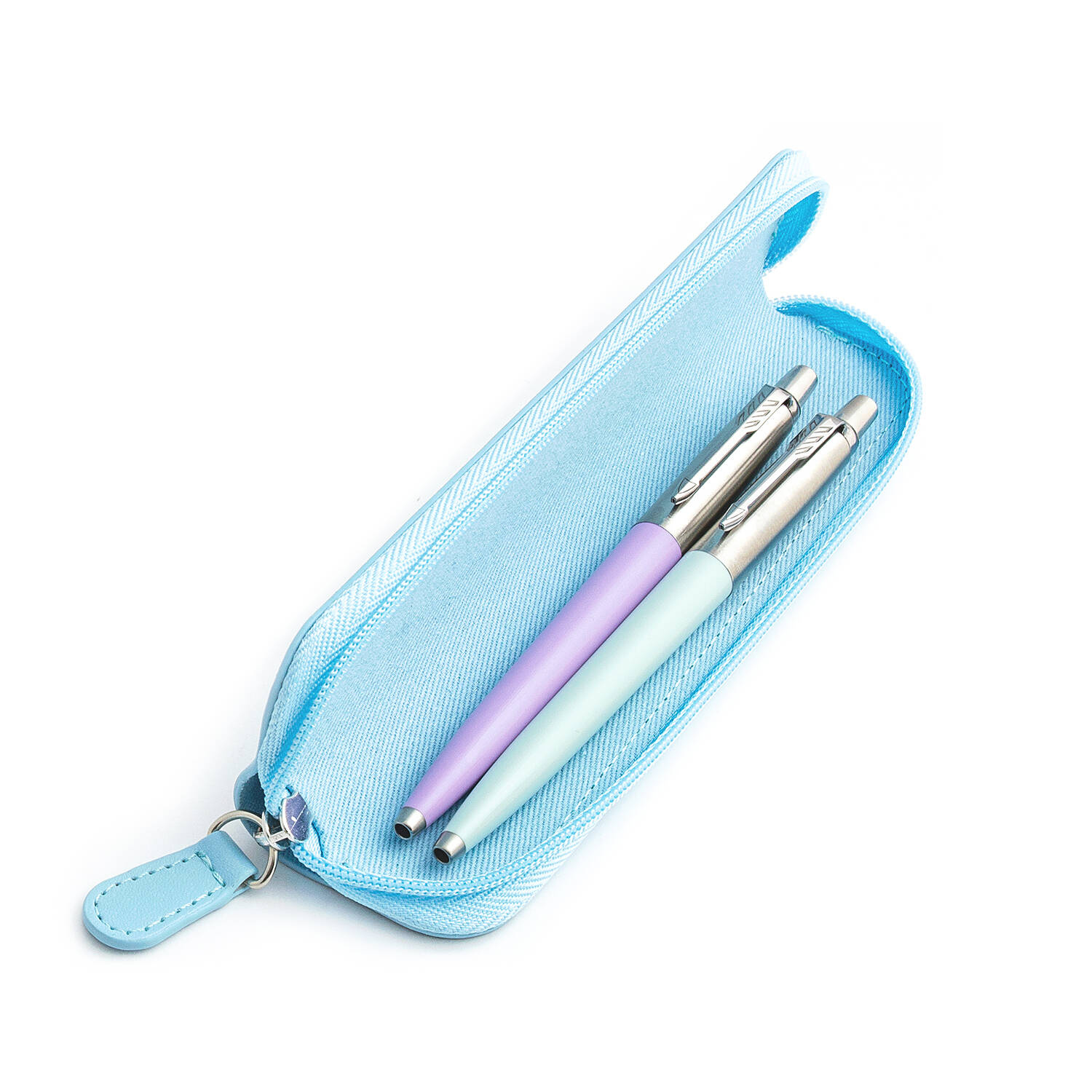 Parker Jotter Originals Lilac ir Pastel Blue tušinukų dovanų rinkinys su mėlynu dėklu