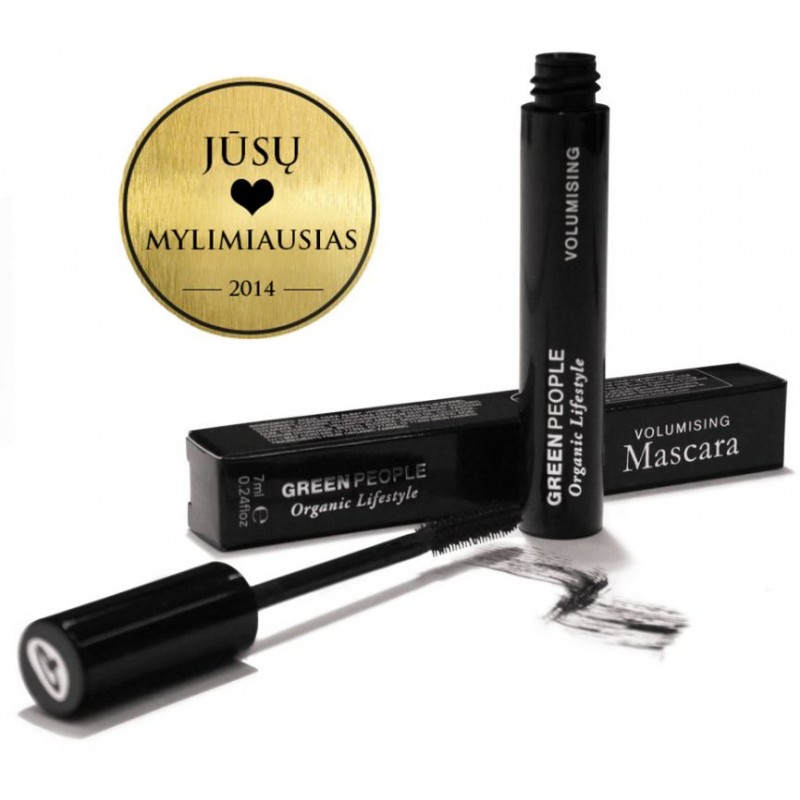 Ekologiškas apimtį didinantis juodas blakstienų tušas GREEN PEOPLE, 7 ml
